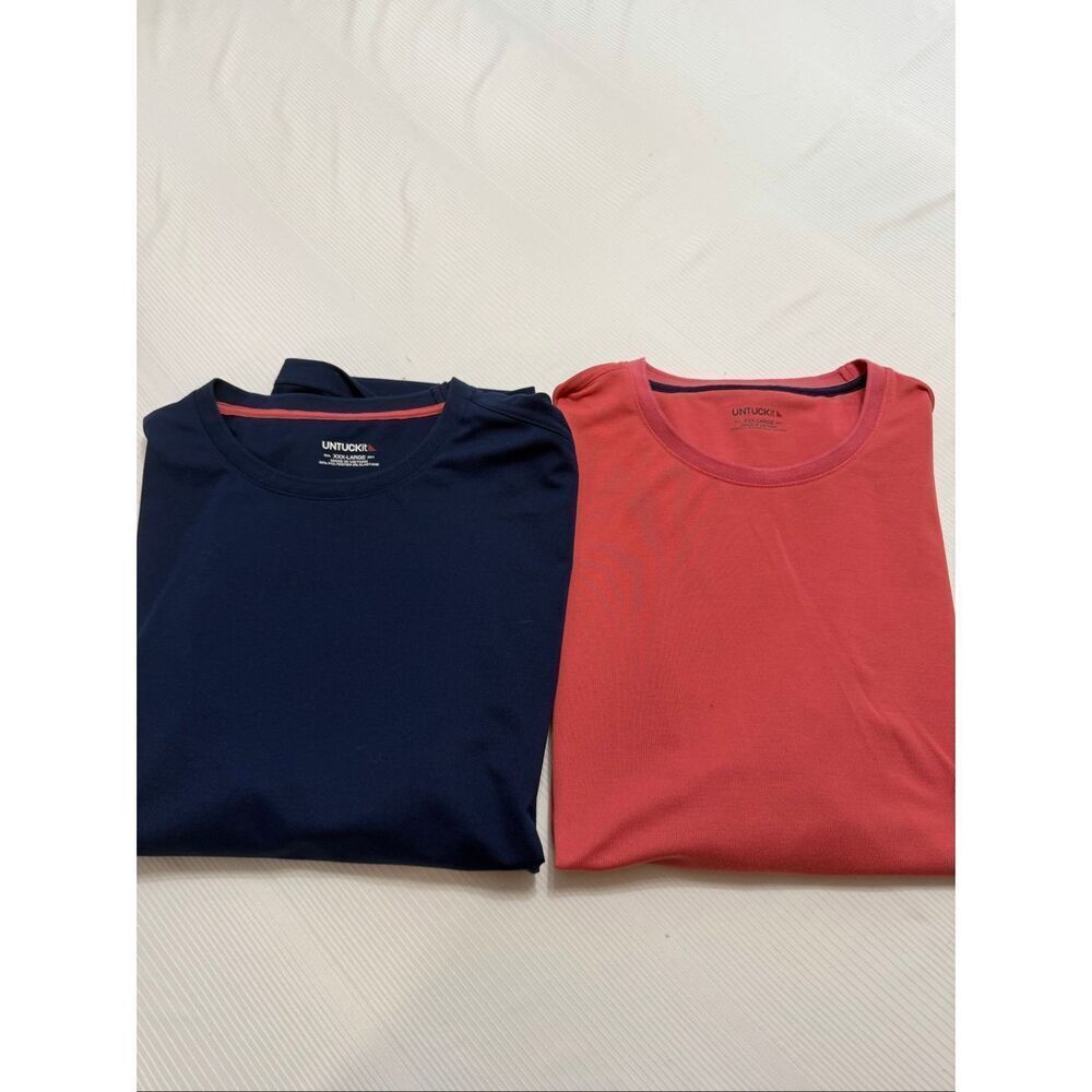 Lot Of 2 UNTUCKit Navy Blue Salmon Men’s Performance Stretch T-Shirt Size XXXL
